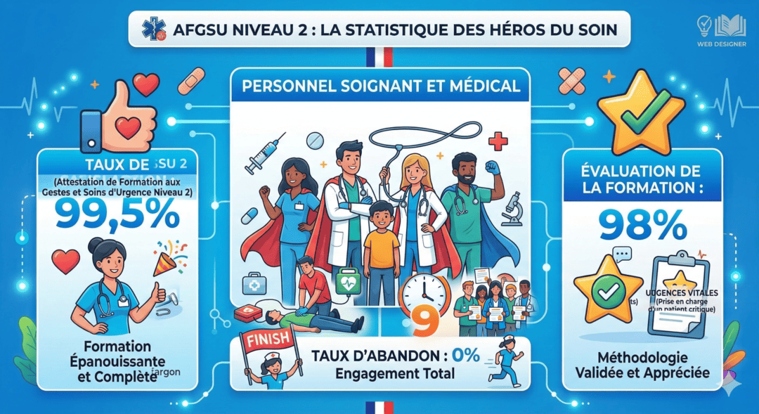 Illustration des statistiques de performances de l'organisme de formation Formurgences, AFGSU 2.