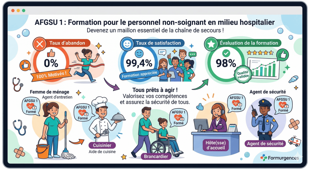 Illustration des statistiques de performances de l'organisme de formation Formurgences : AFGSU 1